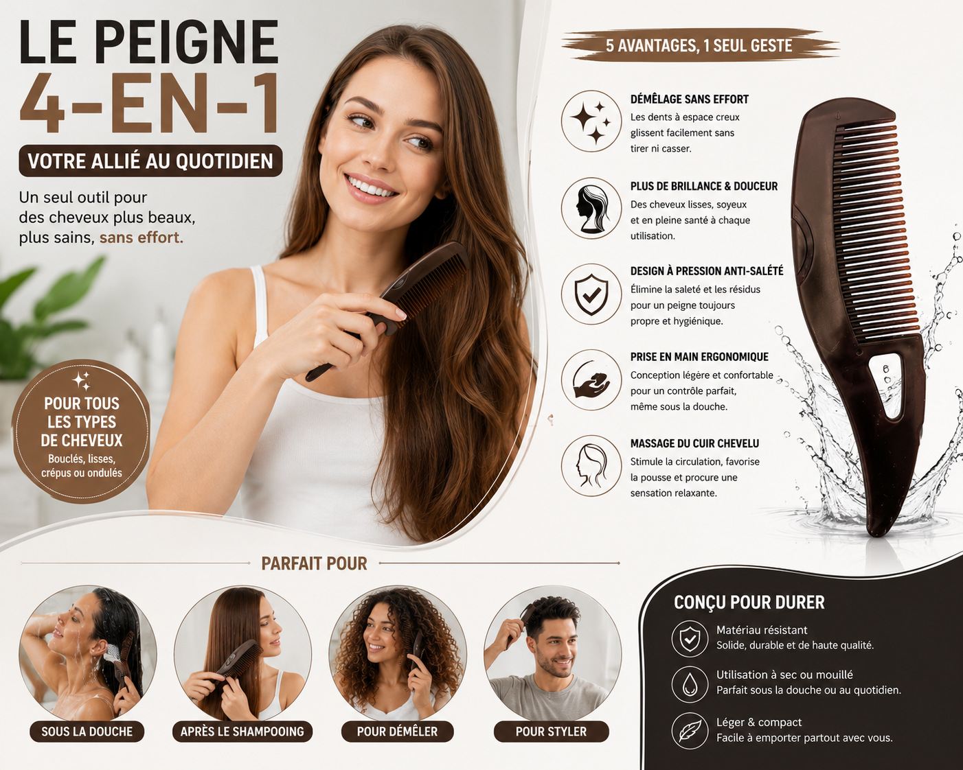 ScalpGlow™ – Brosse Massage Anti-Pellicules & Soin du Cuir Chevelu